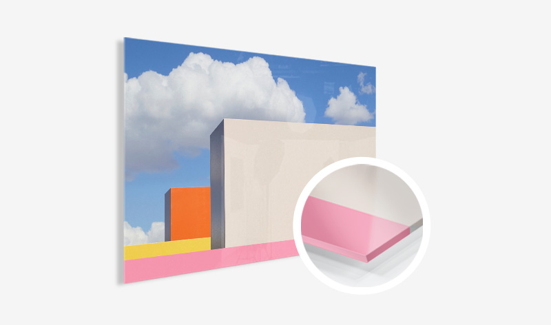 Acrylglasbild mit Detailansicht der Dicke des Materials